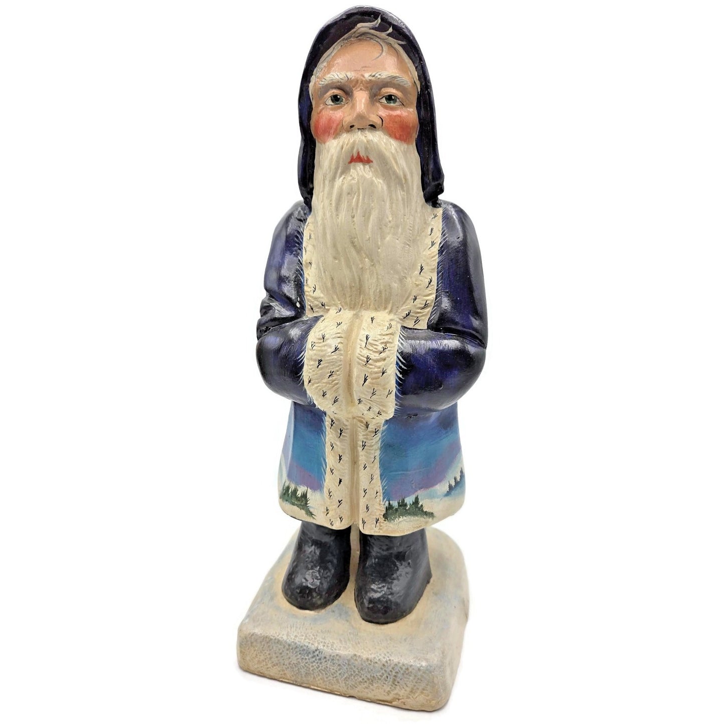 Vaillancourt Blue Father Christmas Banquet Ice Cream Mould Chalkware Figurine