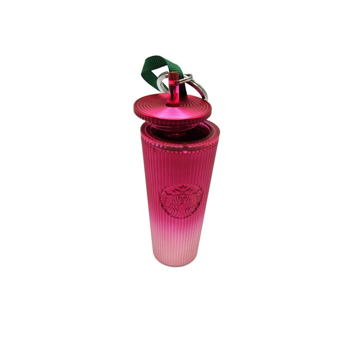 Starbucks Key Chain Ornament Ribbed Cold Cup Tumbler Ornament Pink Christmas
