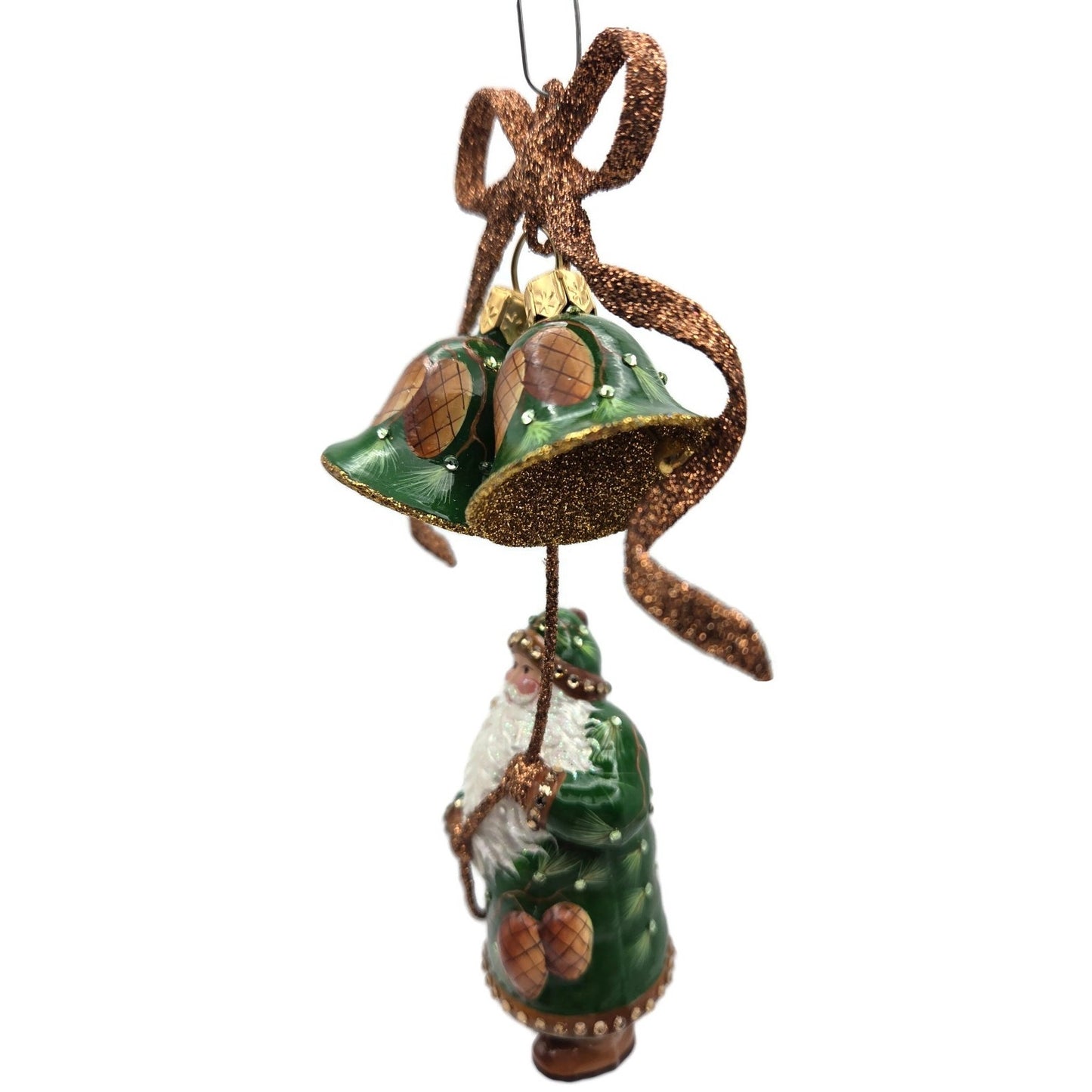 Patricia Breen Bellissimo Santa Claus Pine Cones Green Christmas Tree Ornament