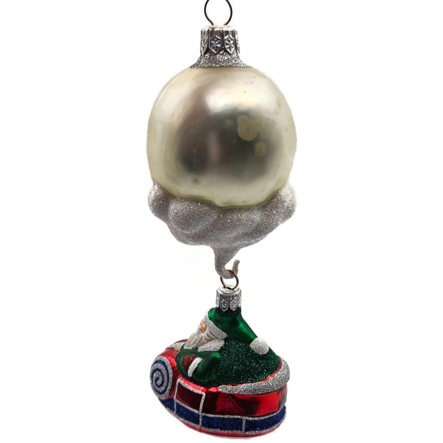 Patricia Breen Ornament Night Flight Santa Red Sleigh Pearl Moon Christmas Decor