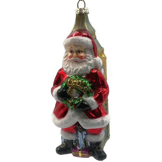 Santa With Grandfather Clock Big Ben London World Market Ornament Christmas Tree