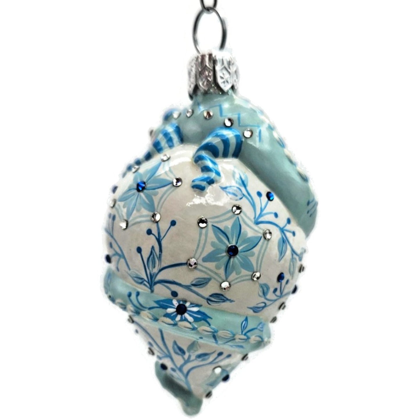 Patricia Breen Topping Chameleon Chinoiserie Aquamarine Spring Holiday Ornament
