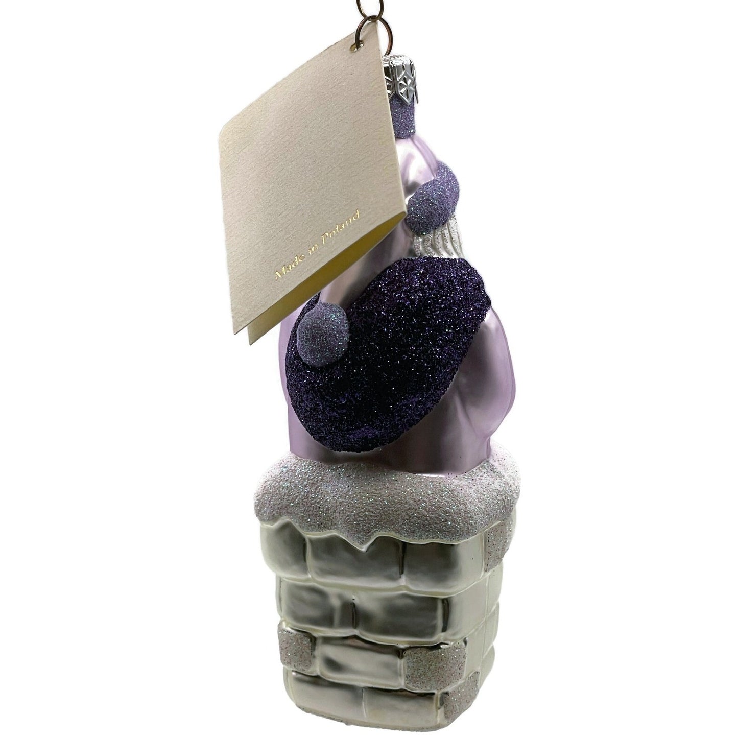 Patricia Breen Ornament Here Comes Santa Claus Lavender Silver Chimney Christmas