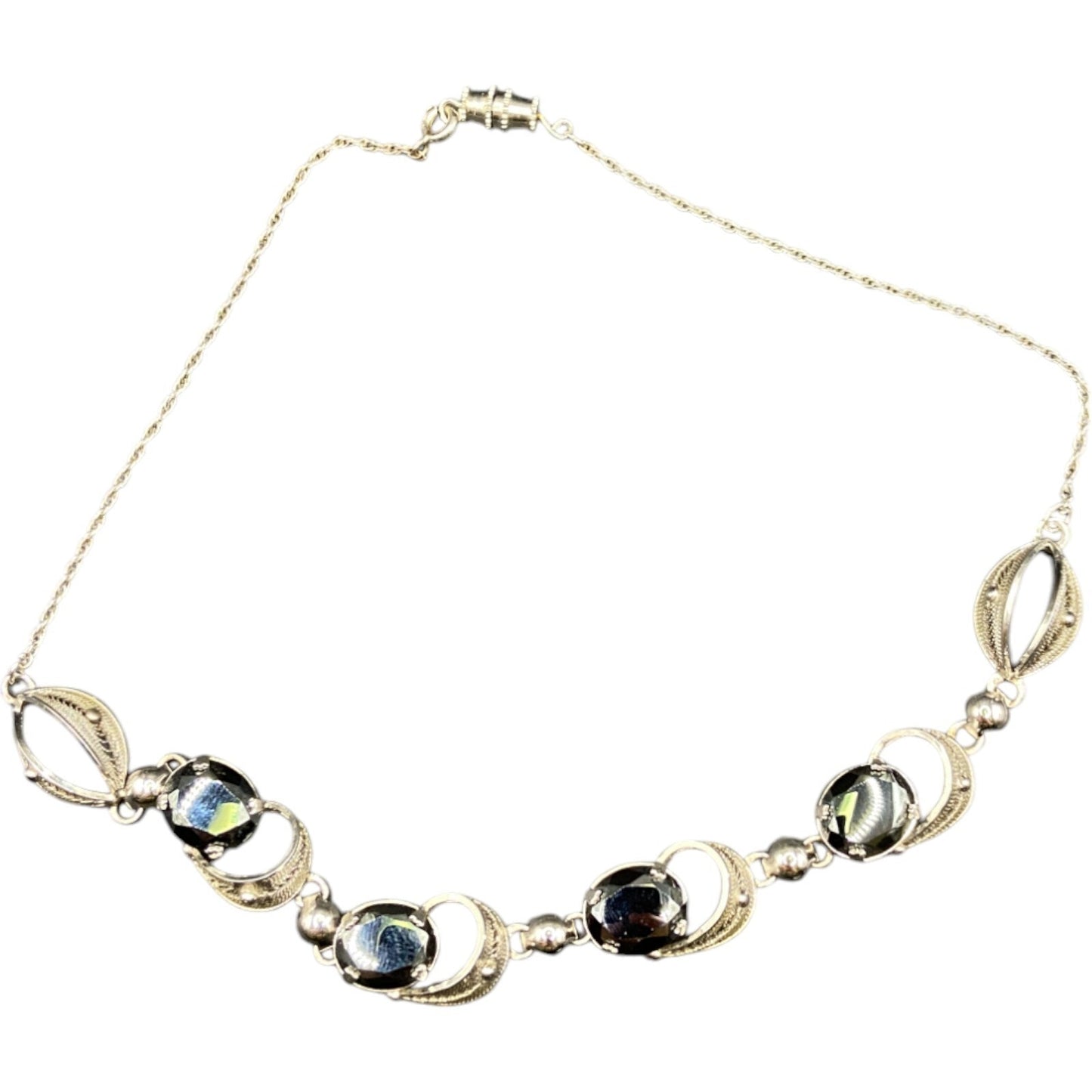 Sorrento 925 Sterling Silver Hematite Jewelry Set Necklace Brooch Earrings