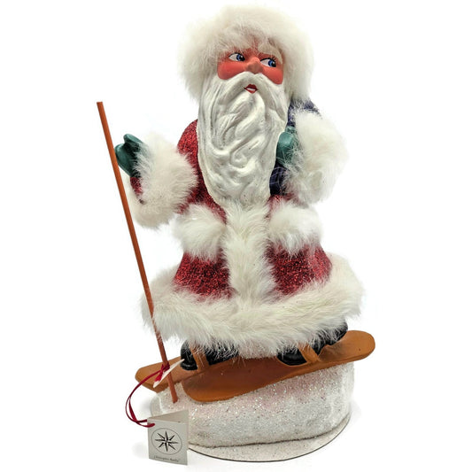 Christopher Radko Ino Schaller Skiing Santa Claus Paper Mache Candy Container
