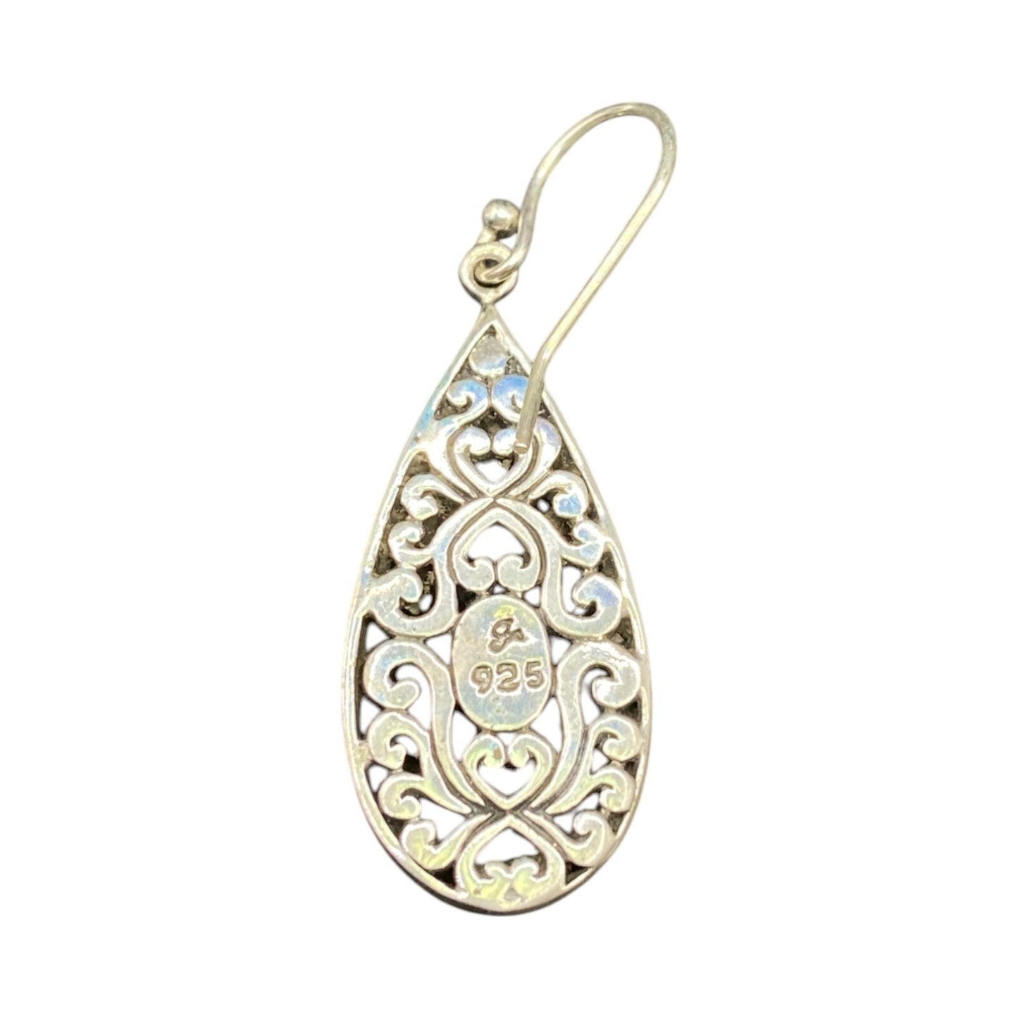 Samuel B Teardrop Shape Dangle Hook Earrings 925 Sterling Silver Filigree NWT