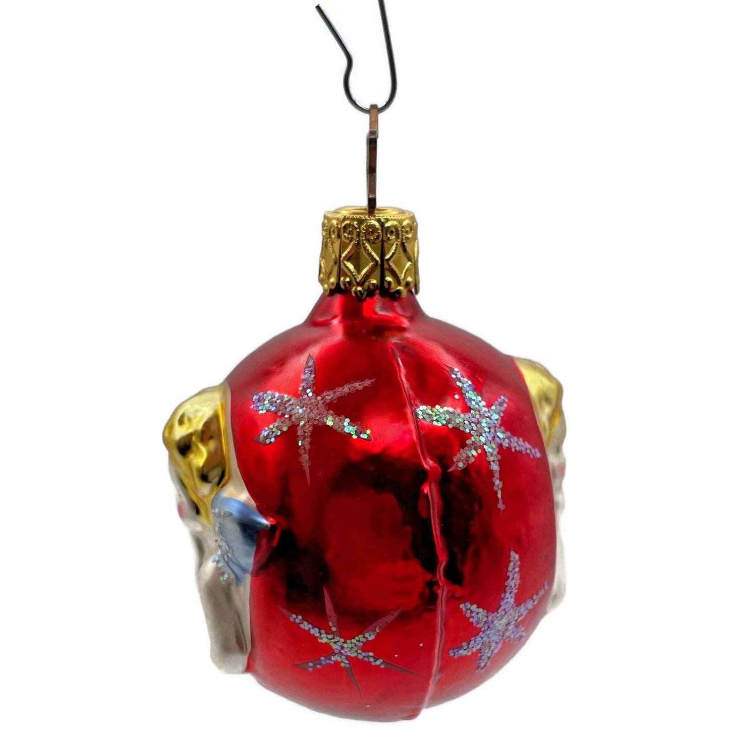 Inge Glass Ornament Cherub Angel Red Orb Stars Old World Christmas Tree Decor