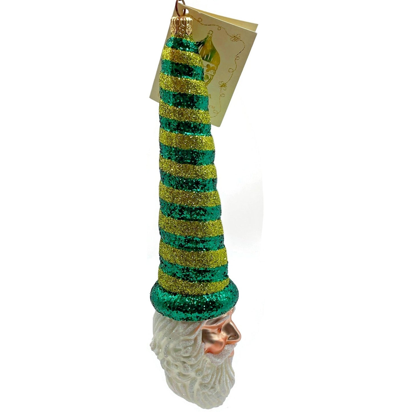 Patricia Breen Ornament Sucre Santa Green Yellow Striped Christmas Holiday Tree