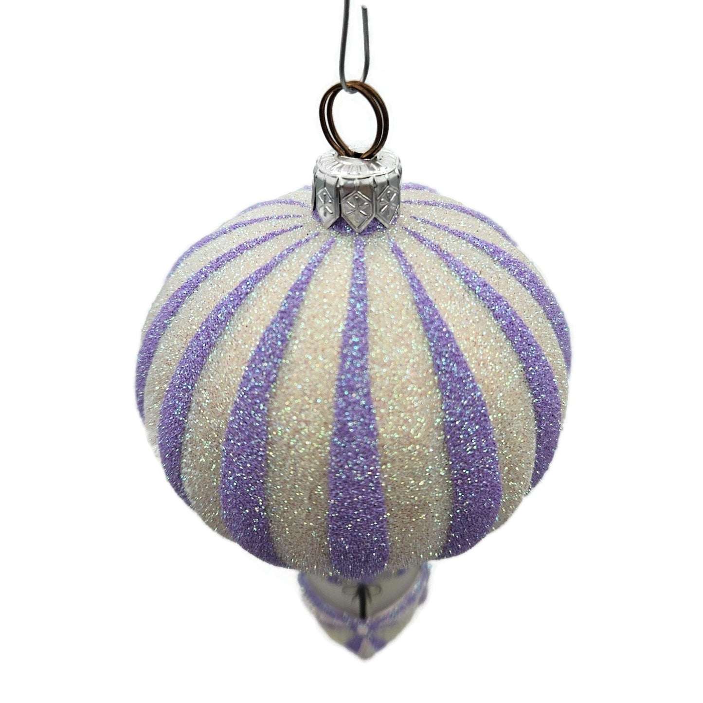 Patricia Breen Petite Balon Wisteria Purple Stripe Spring Christmas Ornament