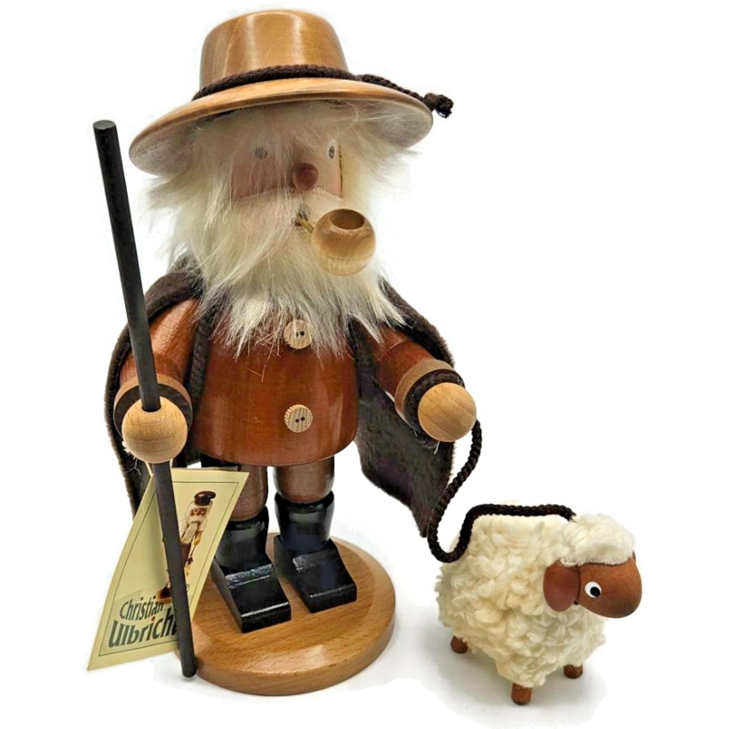 Christian Ulbricht Natural Shepherd Santa Smoker Incense Burner Christmas Decor