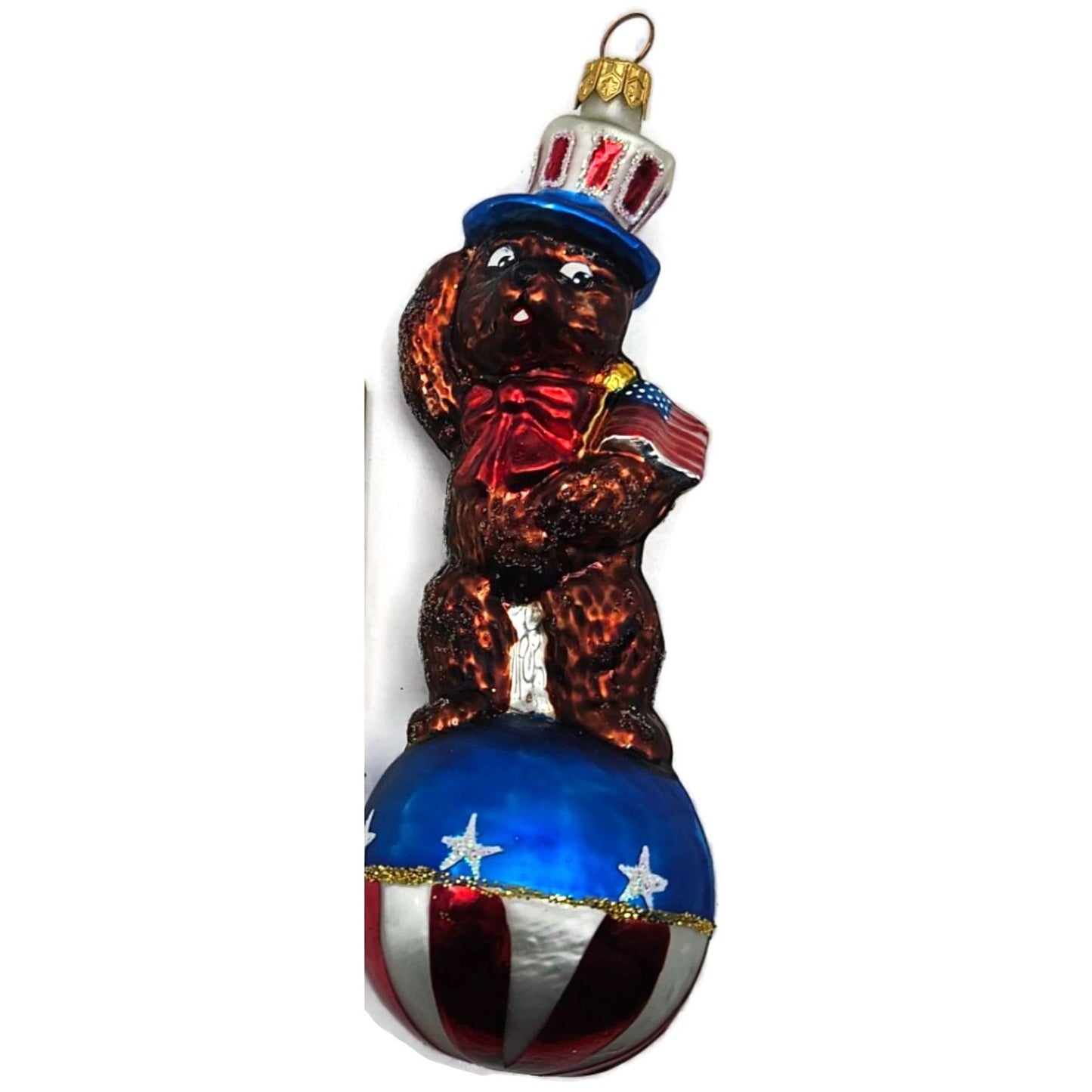 Christopher Radko Teddy For President Patriotic Bear Christmas Ornament July 4th
