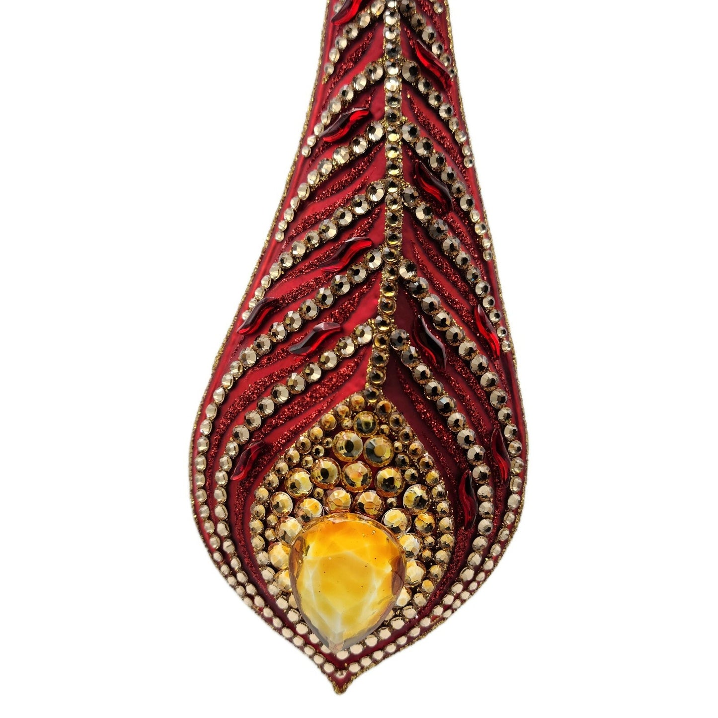 Patricia Breen La Plume Firebird Feather Red Gold Crystal Christmas Ornament