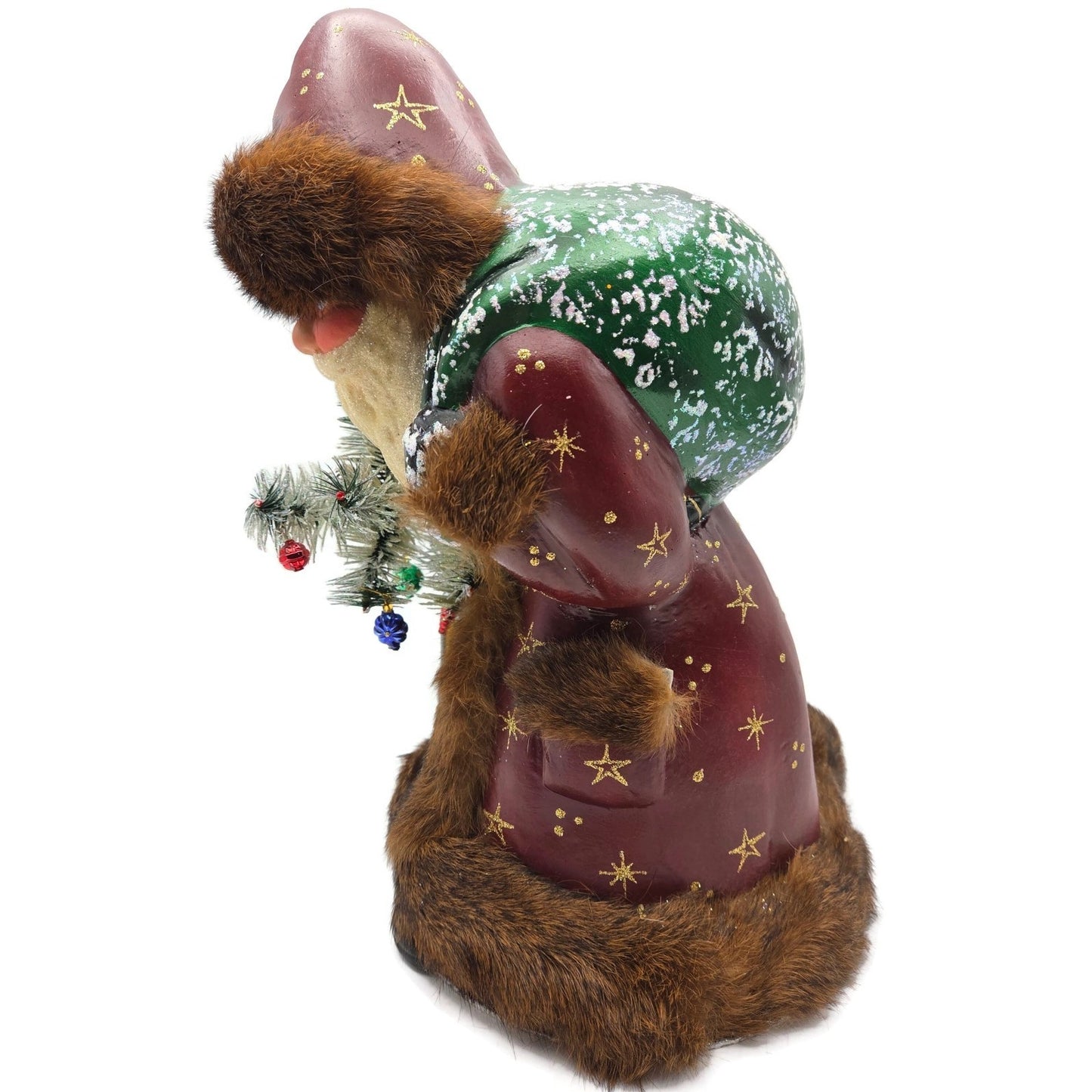 Ino Schaller Santa Claus Red Coat Paper Mache Candy Container Limited Edition