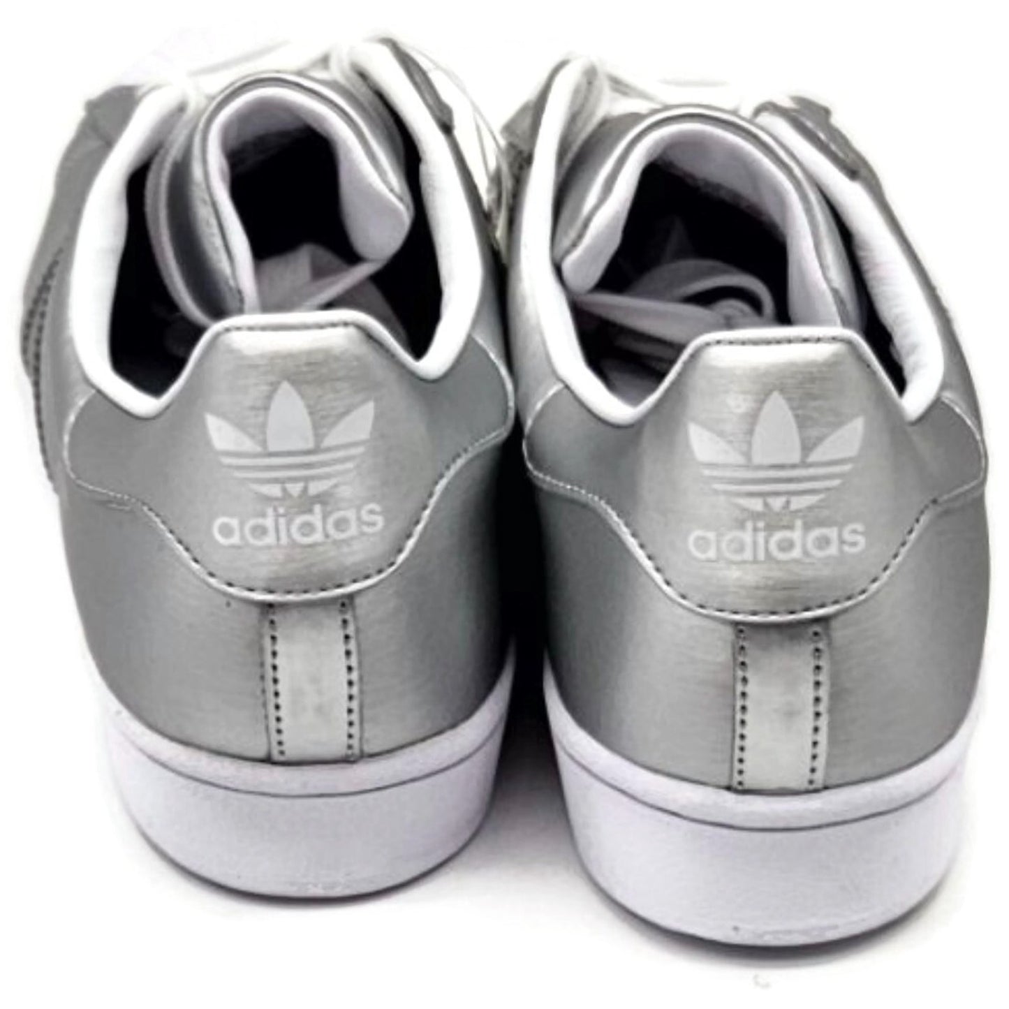 Adidas Superstar Silver Metallic Leather Shoes Ladies Size 9 Shell Toe FY1155