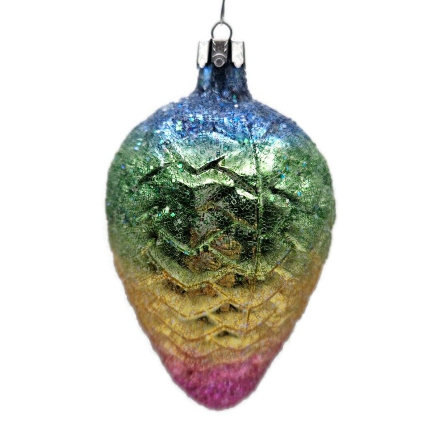 Christopher Radko Rainbow Pine Cone Glass Christmas Tree Ornament 91-105-0