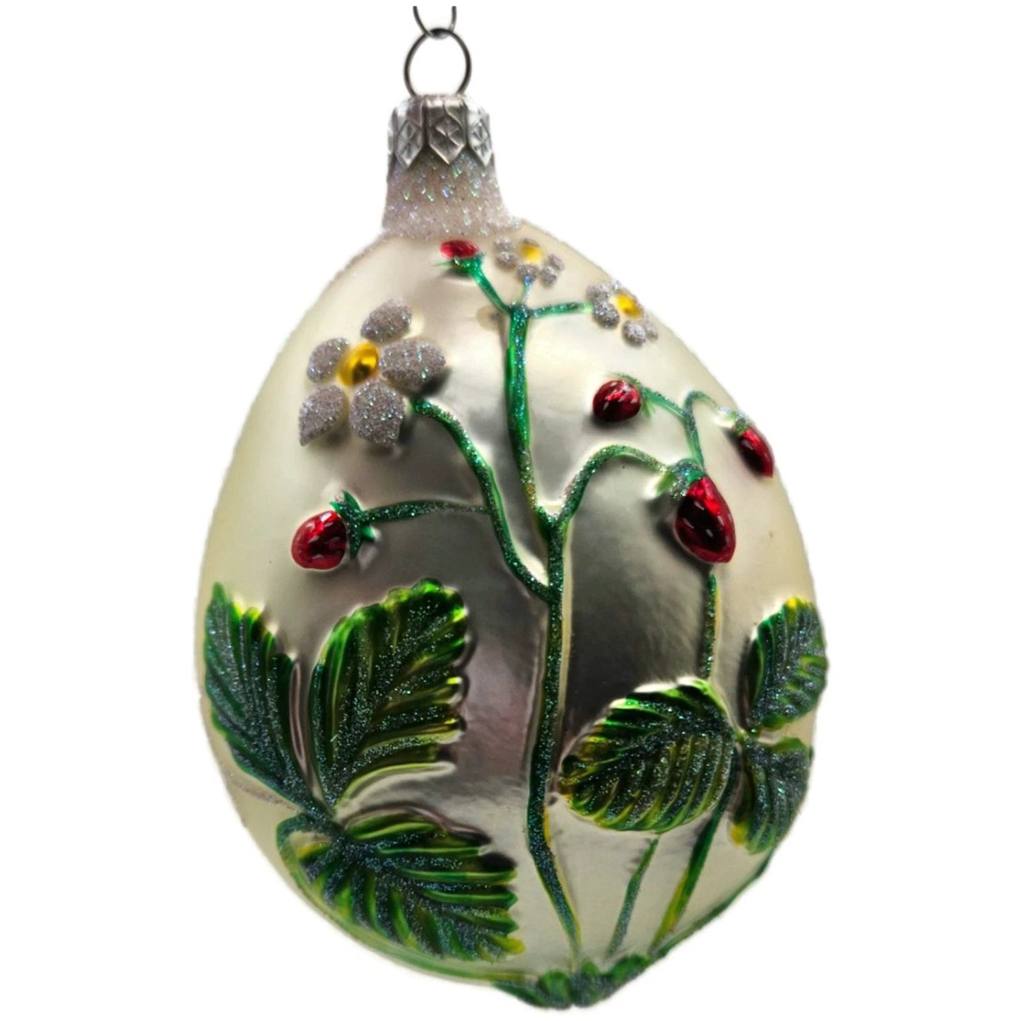 Patricia Breen Strawberry Egg Matte Pearl Easter Spring Christmas Tree Ornament