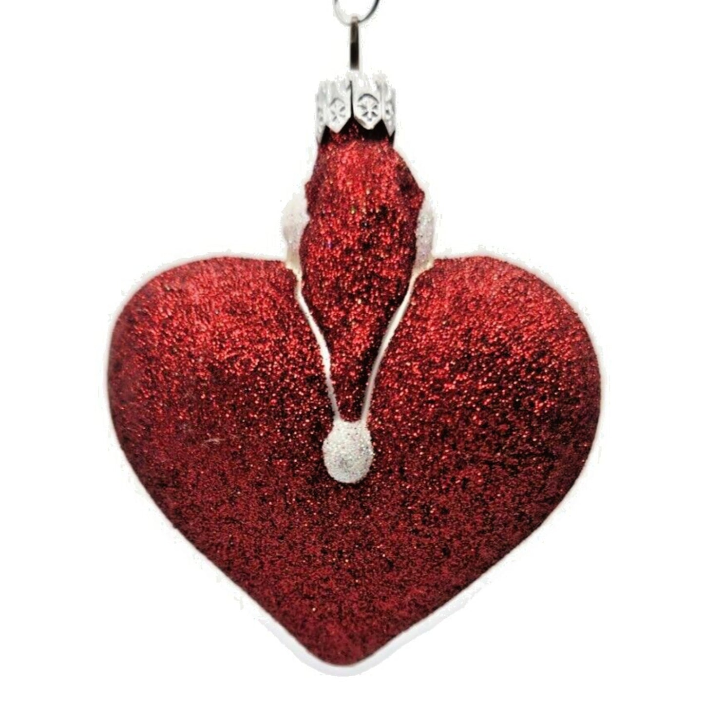 Ornament Patricia Breen Santa du Coeur Red Valentines Heart Glittered Holiday