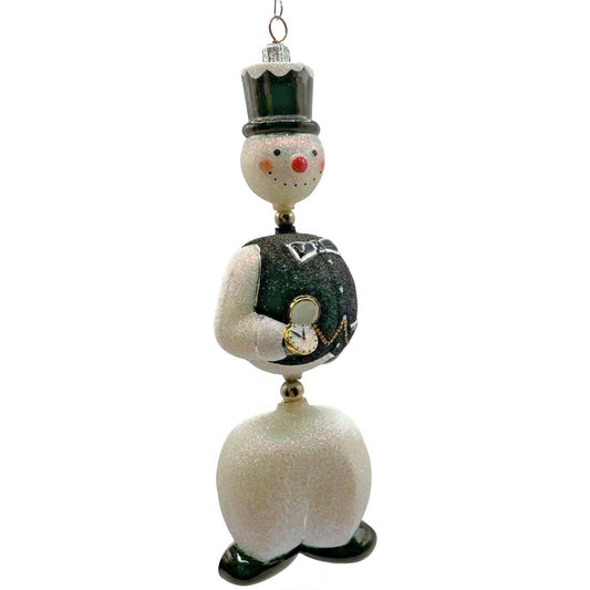 Patricia Breen Kinetic Snowman Black Hat Pearl Christmas Tree Ornament