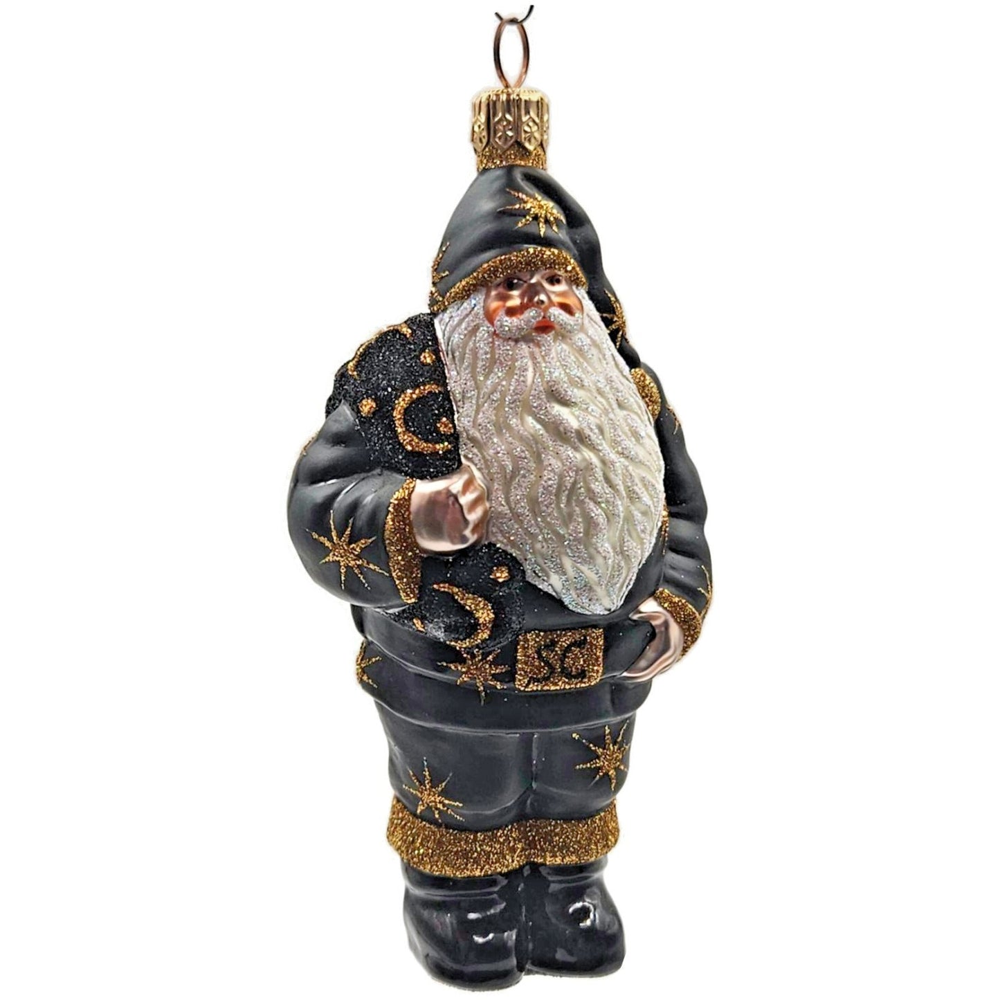 Patricia Breen Nordstrom Santa Claus Black Moons Stars Christmas Ornament