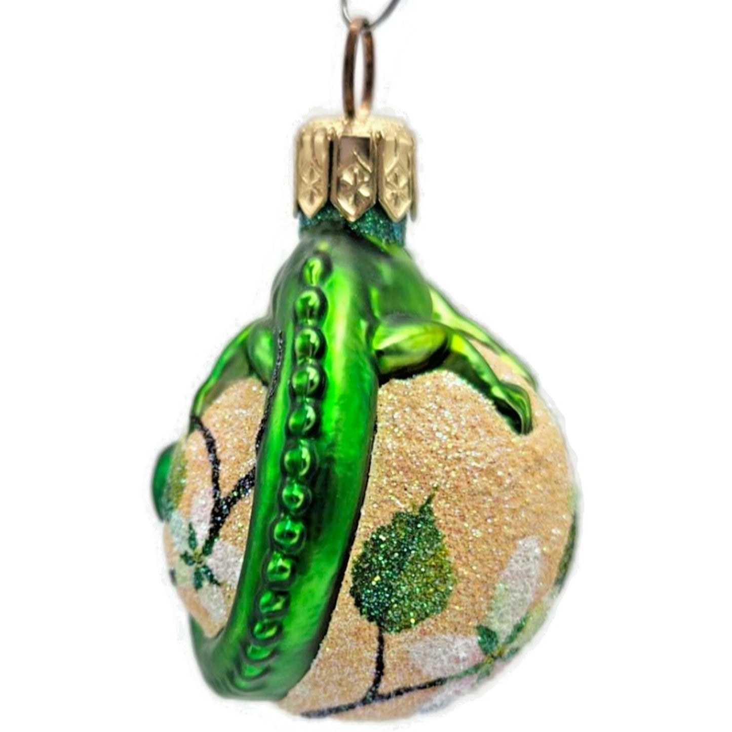 Patricia Breen Miniature Chameleon Peach Flowers Spring Christmas Tree Ornament