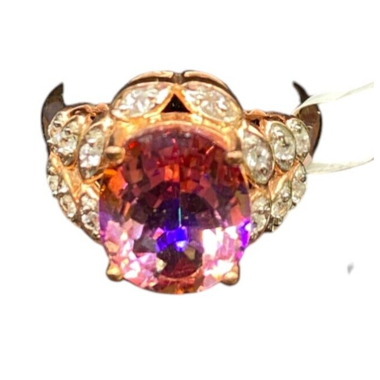 925 Sterling Silver Ring Rose Gold Plated Twilight Fire Topaz Stone Size 8