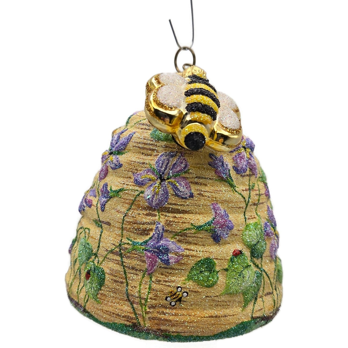 Patricia Breen Violet Beeskep Glittered Flowers Spring Christmas Tree Ornament