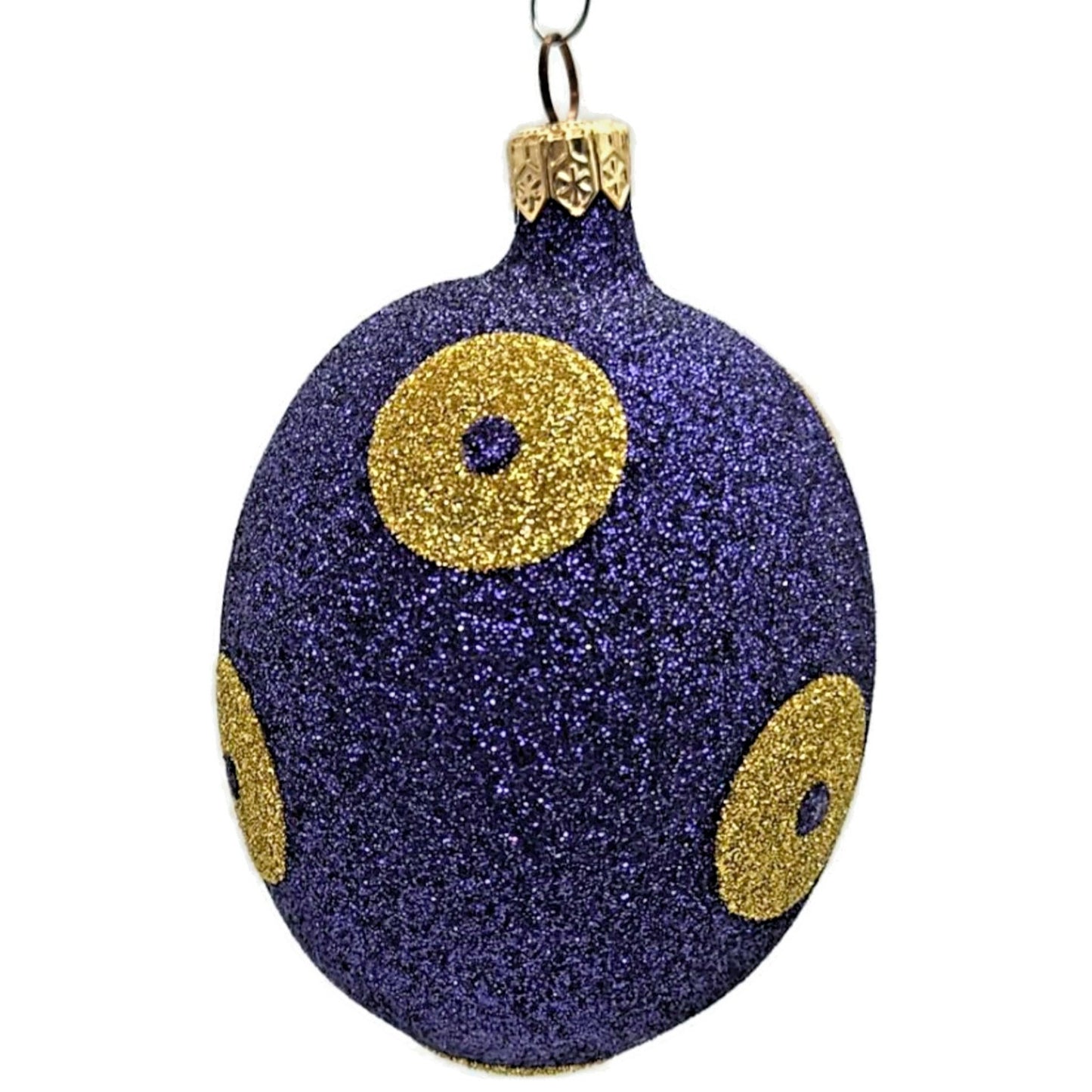 Patricia Breen Egg Purple Gold Polka Dot Glitter Easter Christmas Tree Ornament