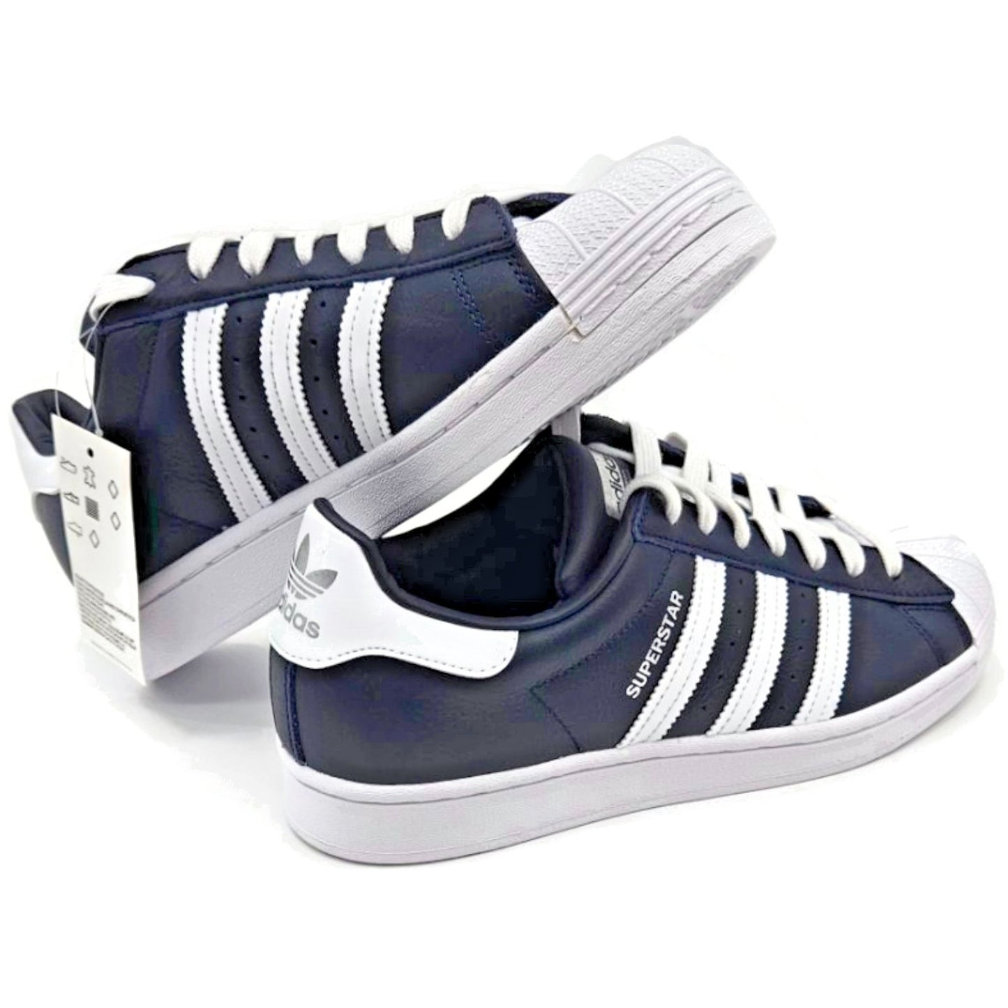 Adidas Superstar Navy Blue Stripe Leather Shoes Unisex Size 8 Shell Toe FY5864