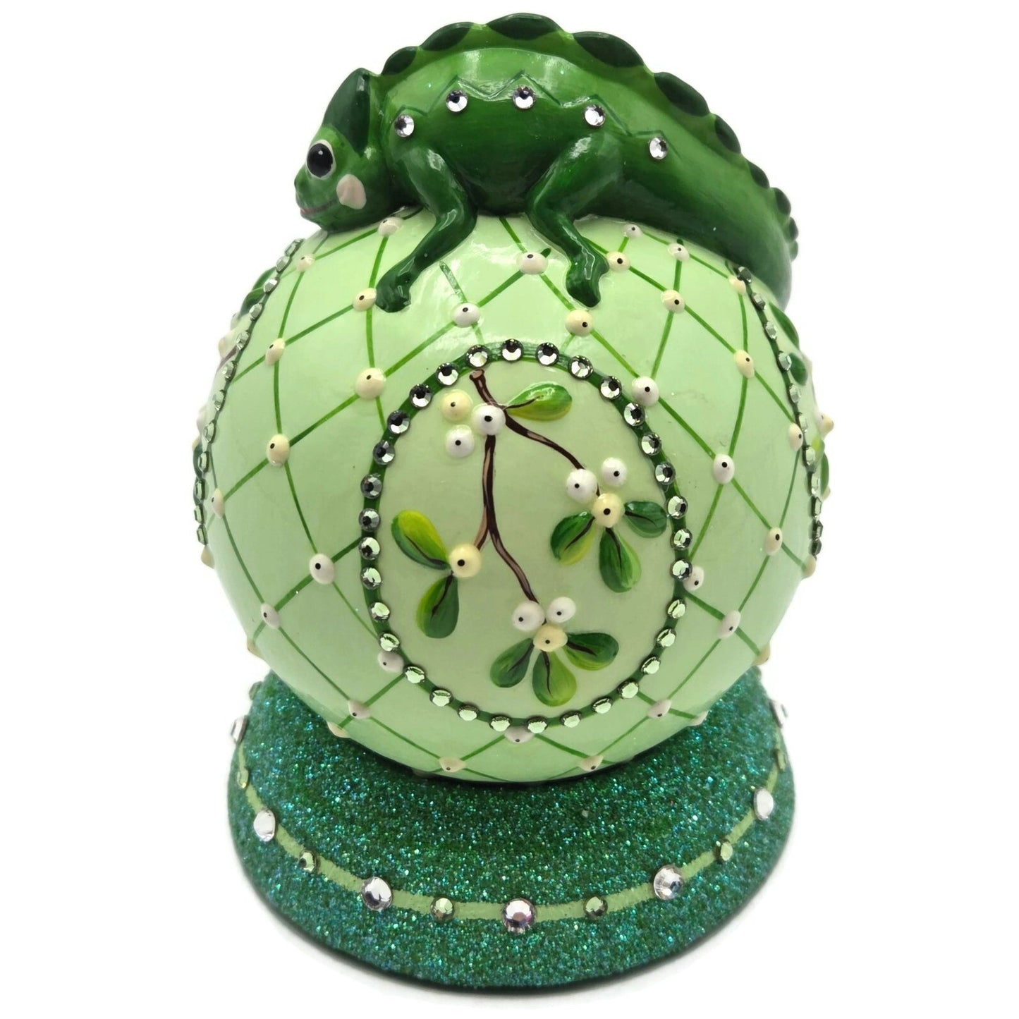 Patricia Breen Chameleon Cachette Mistletoe Floral Candy Container Christmas