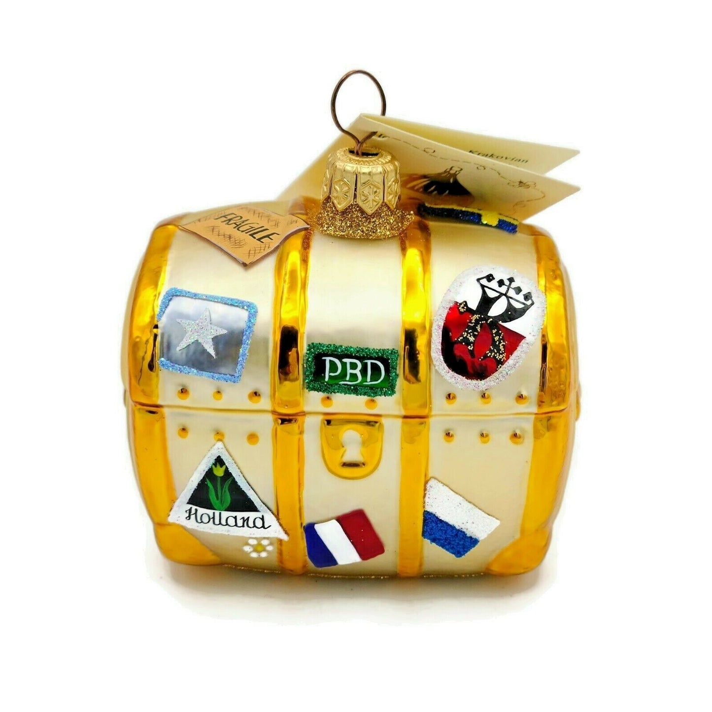 Patricia Breen Bon Voyage Gold Portland Green Triangle Christmas Ornament CATZ