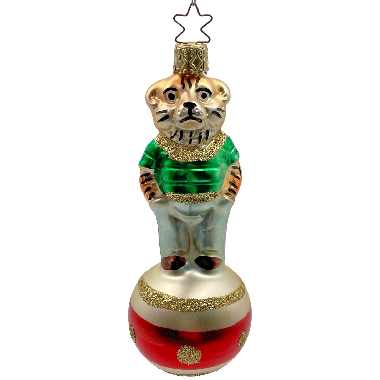 Tony Tiger With Green Shirt Inge Glass Ornament German Christmas Tree Decoration