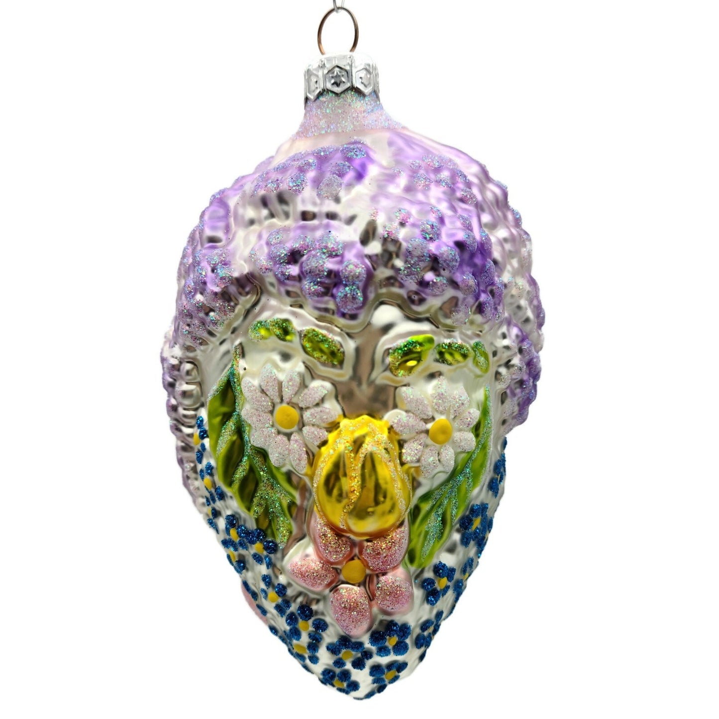 Patricia Breen Arcimbaldi Santa Lavender Blue Flowers Spring Christmas Ornament