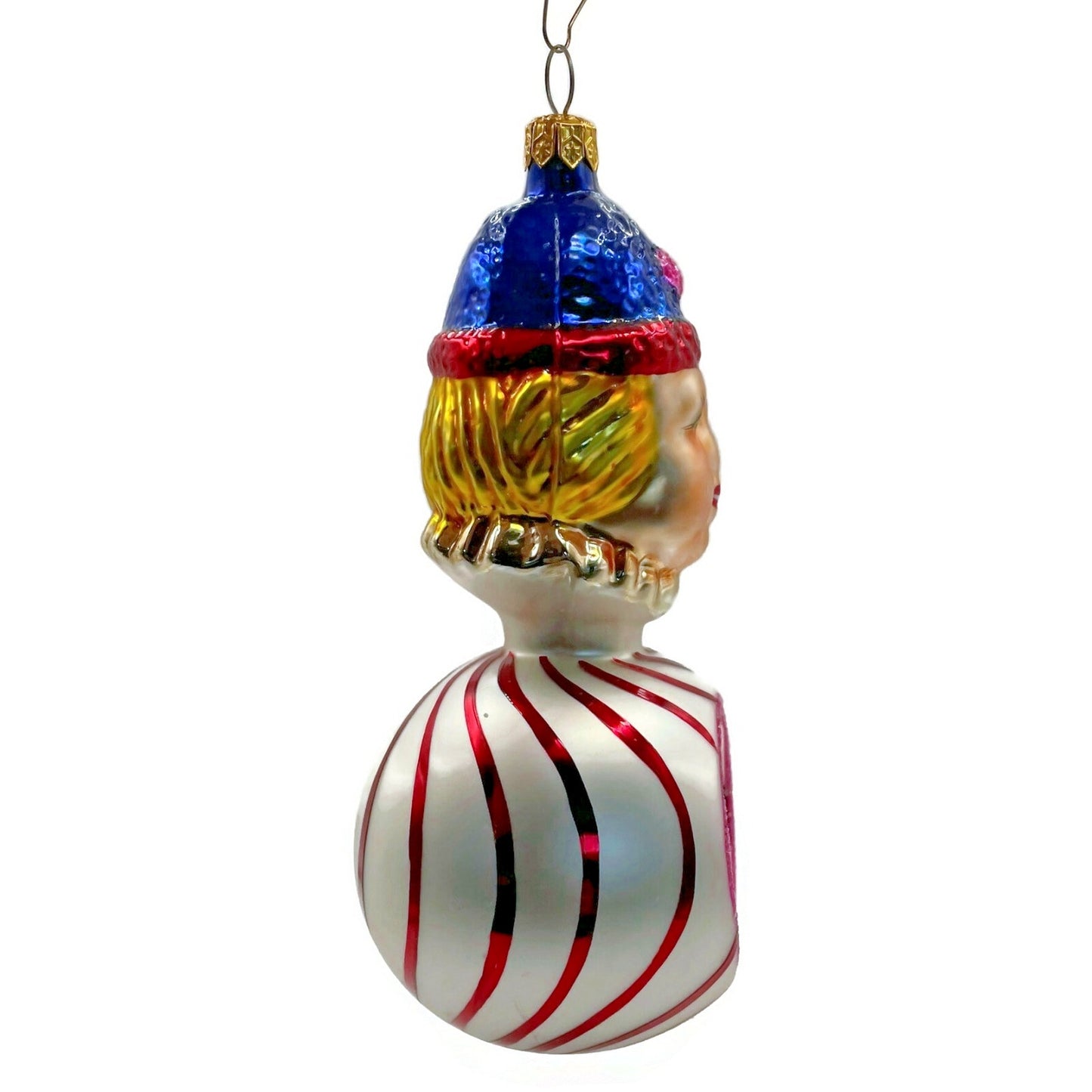 Christopher Radko Squiggles Stripe Reflector Clown Christmas Tree Decor Ornament