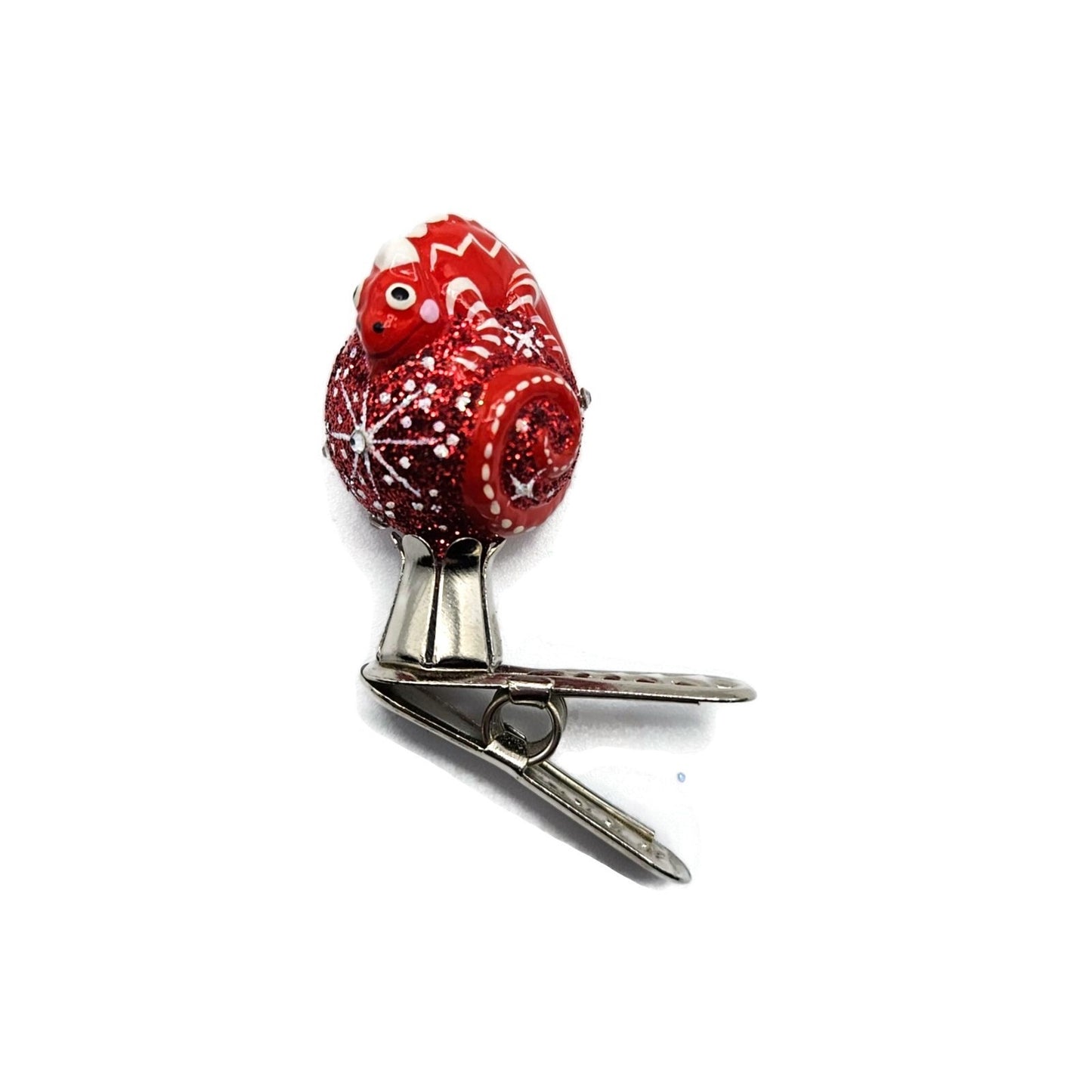 Patricia Breen Petite Miniature Chameleon Snowflakes Red Christmas Tree Ornament