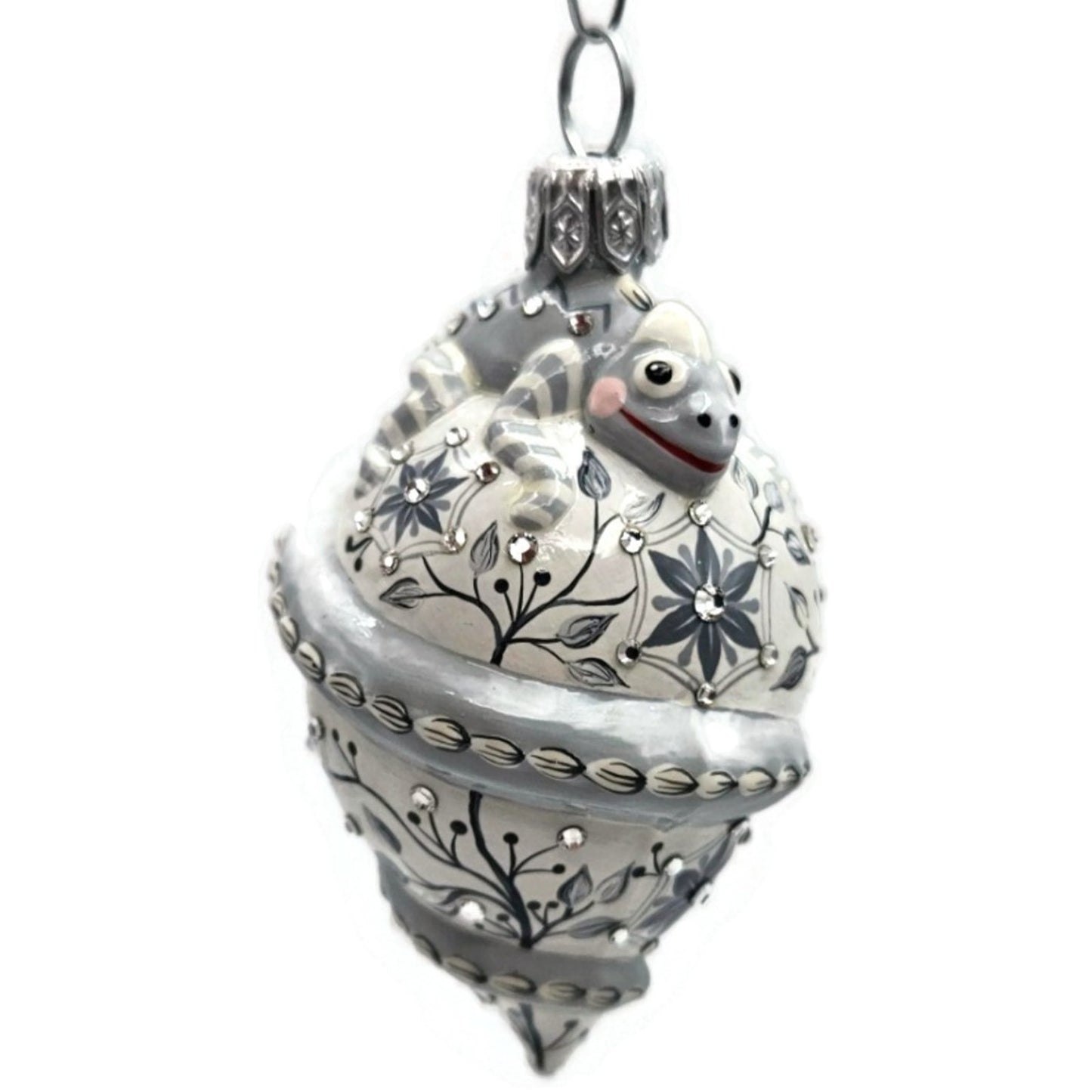 Patricia Breen Topping Chameleon Chinoiserie Graphite Spring Christmas Ornament