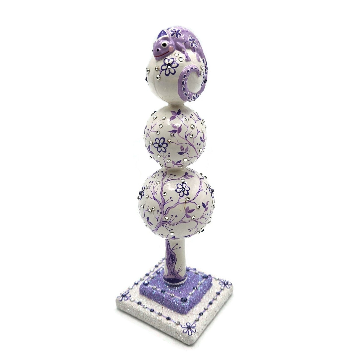 Patricia Breen Miniature Chameleon Finial Chinoiserie Lavender Tree Topper