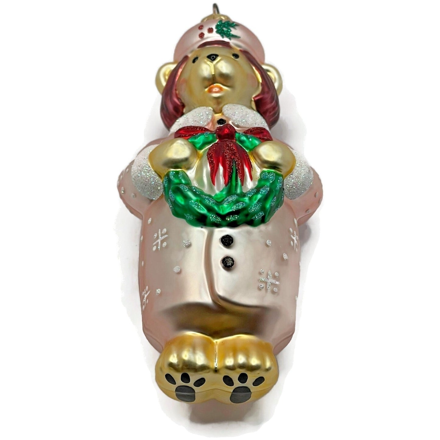 Patricia Breen Mama Bear Pink Holding Holly Wreath Christmas Tree Ornament