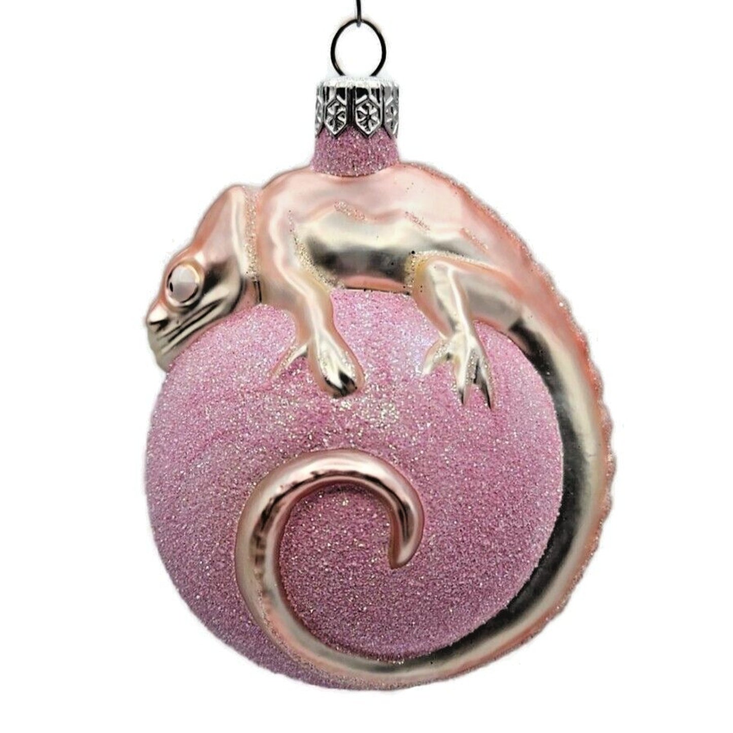 Patricia Breen Chameleon Pink Orb Glittered Christmas Holiday Tree Ornament