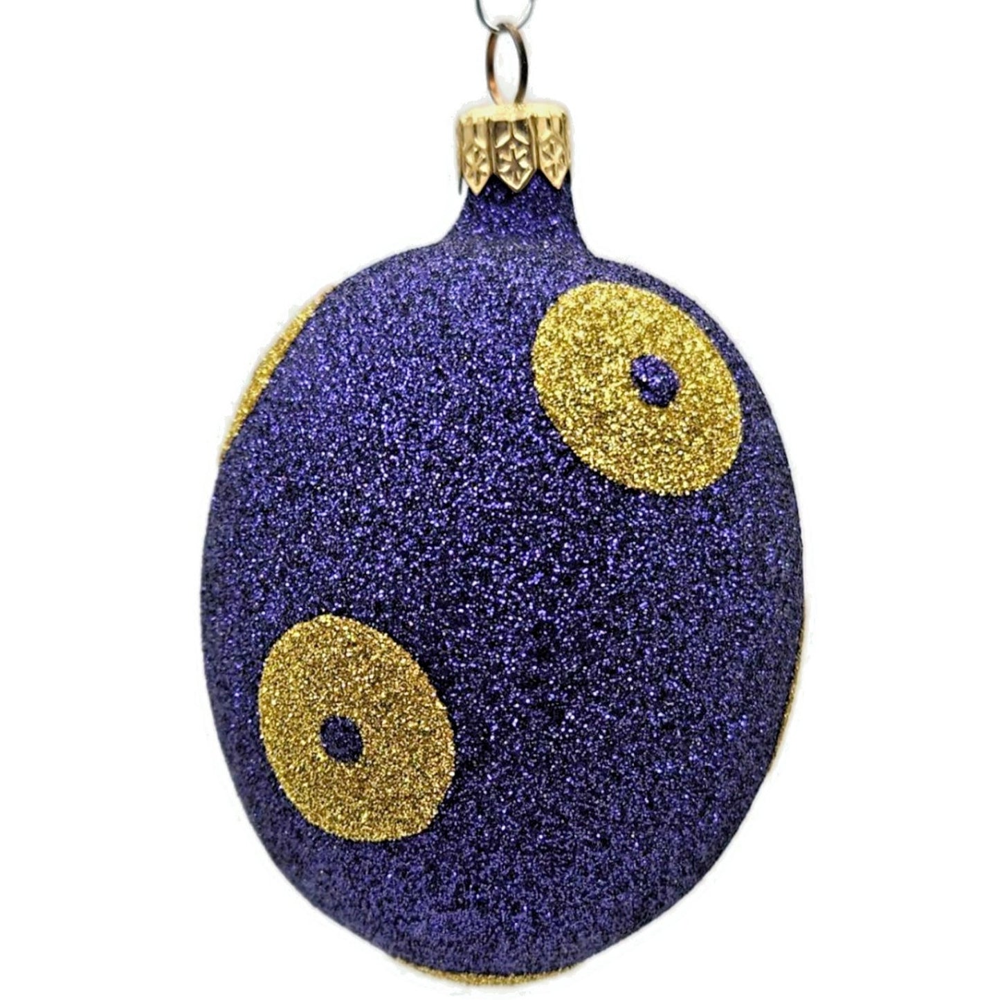 Patricia Breen Egg Purple Gold Polka Dot Glitter Easter Christmas Tree Ornament