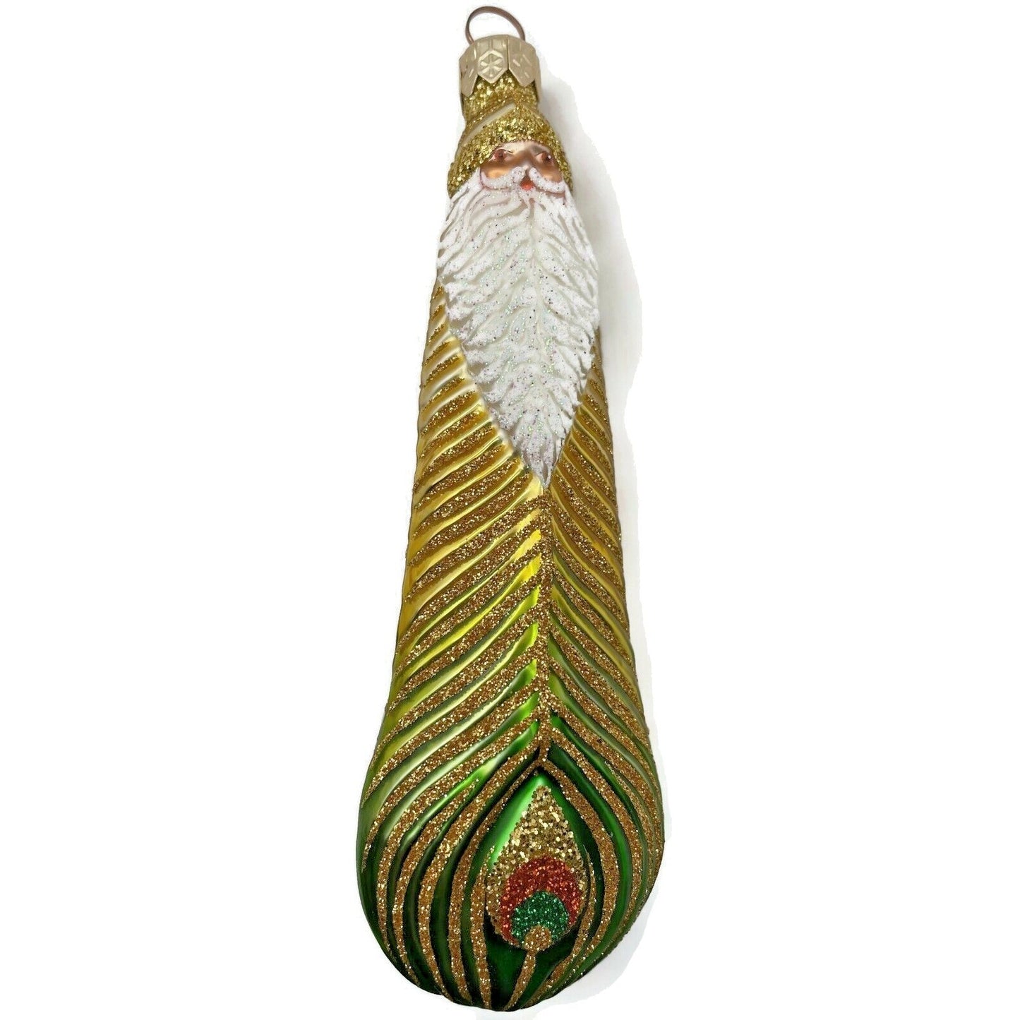Patricia Breen Peacock Icicle Gold Green Santa Claus Christmas Tree Ornament
