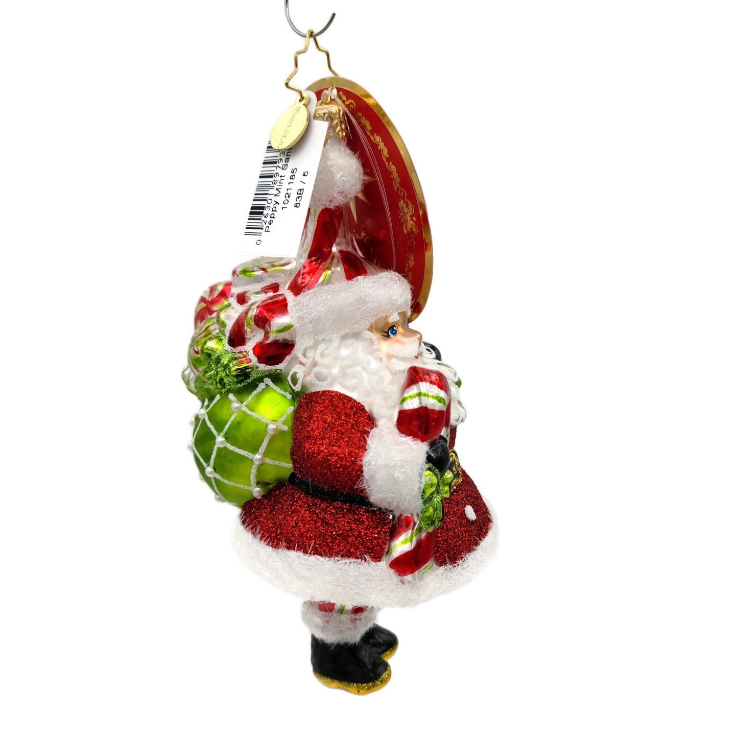 Christopher Radko Peppy Mint Santa Christmas Tree Holiday Ornament 1021185