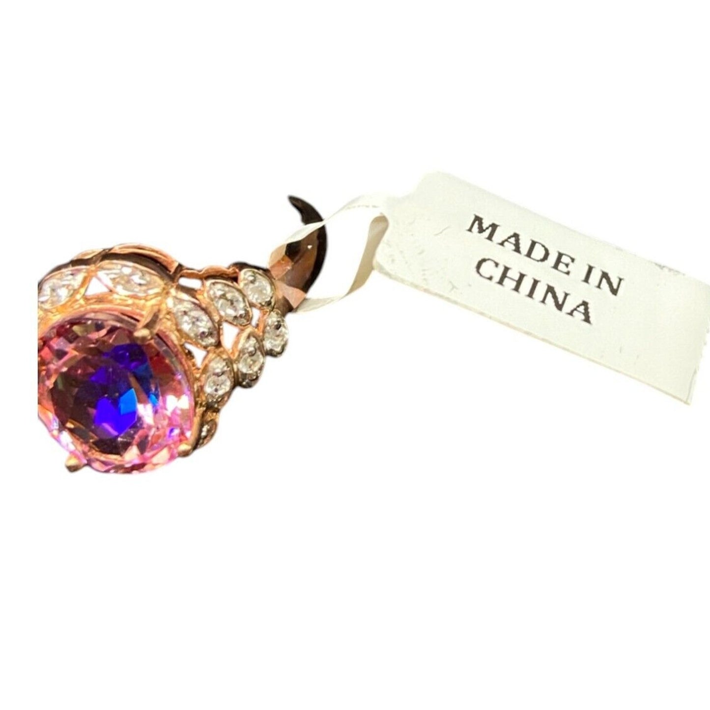925 Sterling Silver Ring Rose Gold Plated Twilight Fire Topaz Stone Size 8