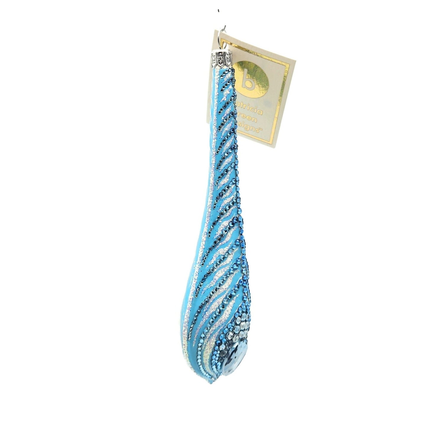 Patricia Breen La Plume Turquoise Silver Fantasy Feather Christmas Tree Ornament