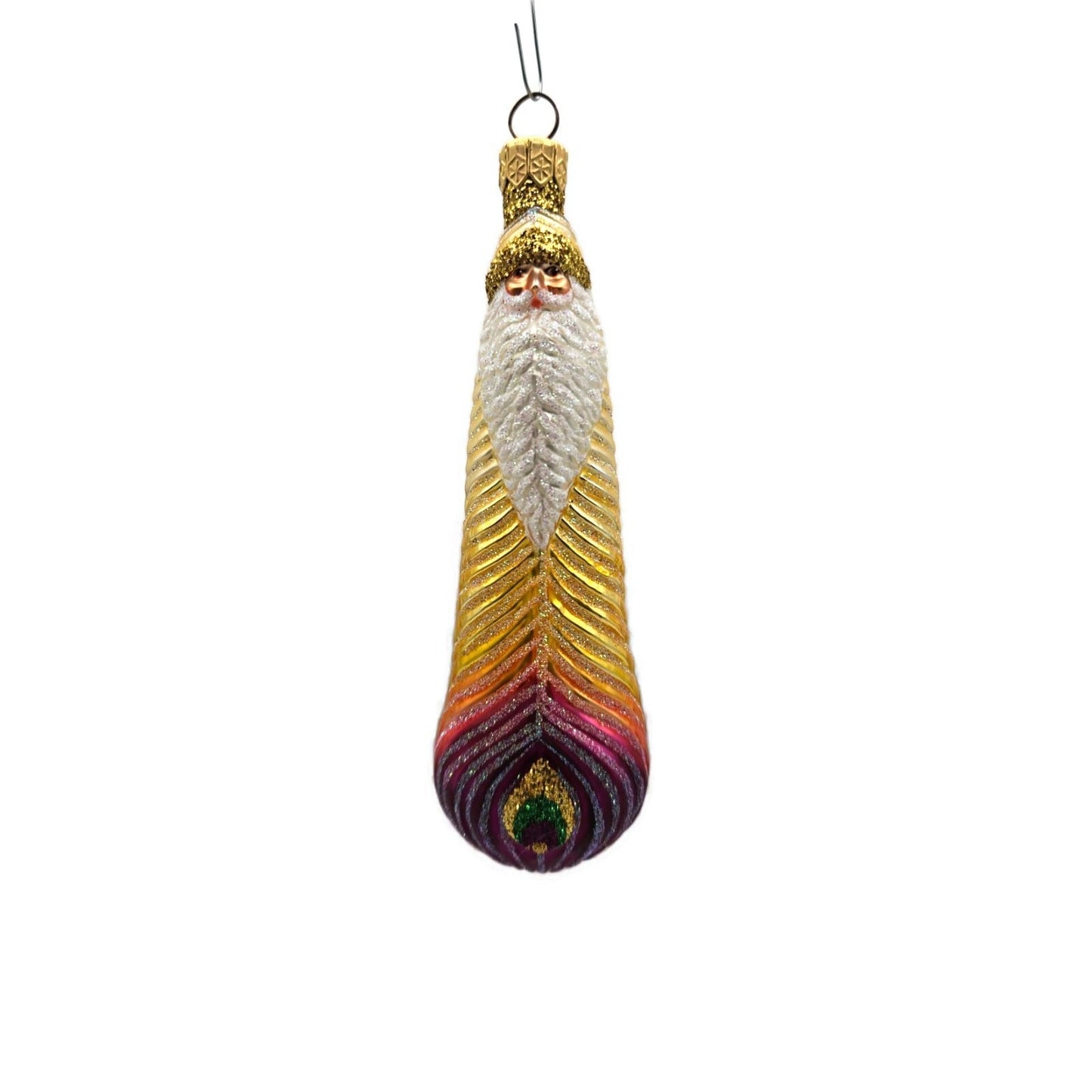 Patricia Breen Peacock Icicle Fuchsia Gold Santa Claus Christmas Tree Ornament