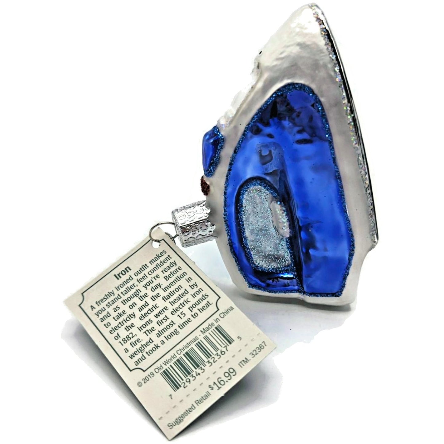 Electric Iron Home Appliance OWC Ornament Blue Old World Christmas Holiday Tree