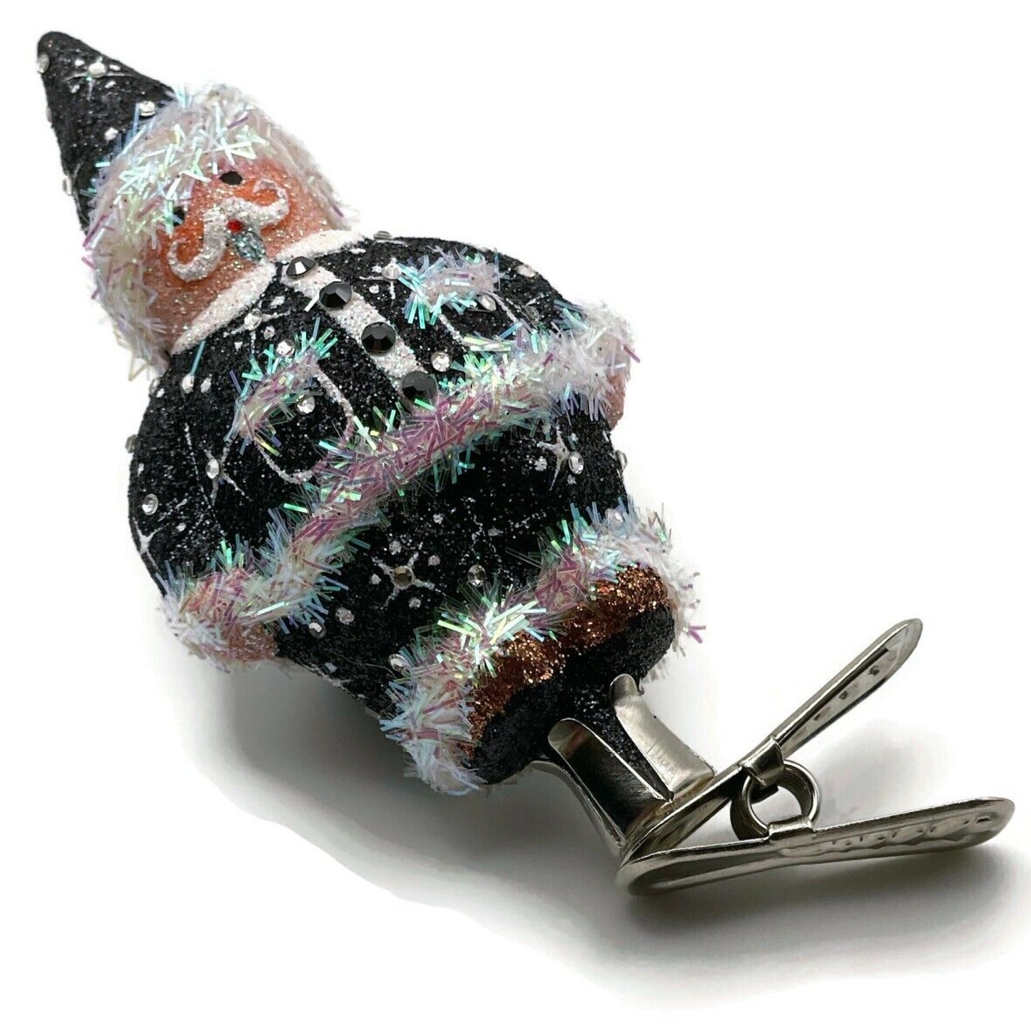 Patricia Breen Charming Claus Black Clip On Glitter Christmas Tree Ornament