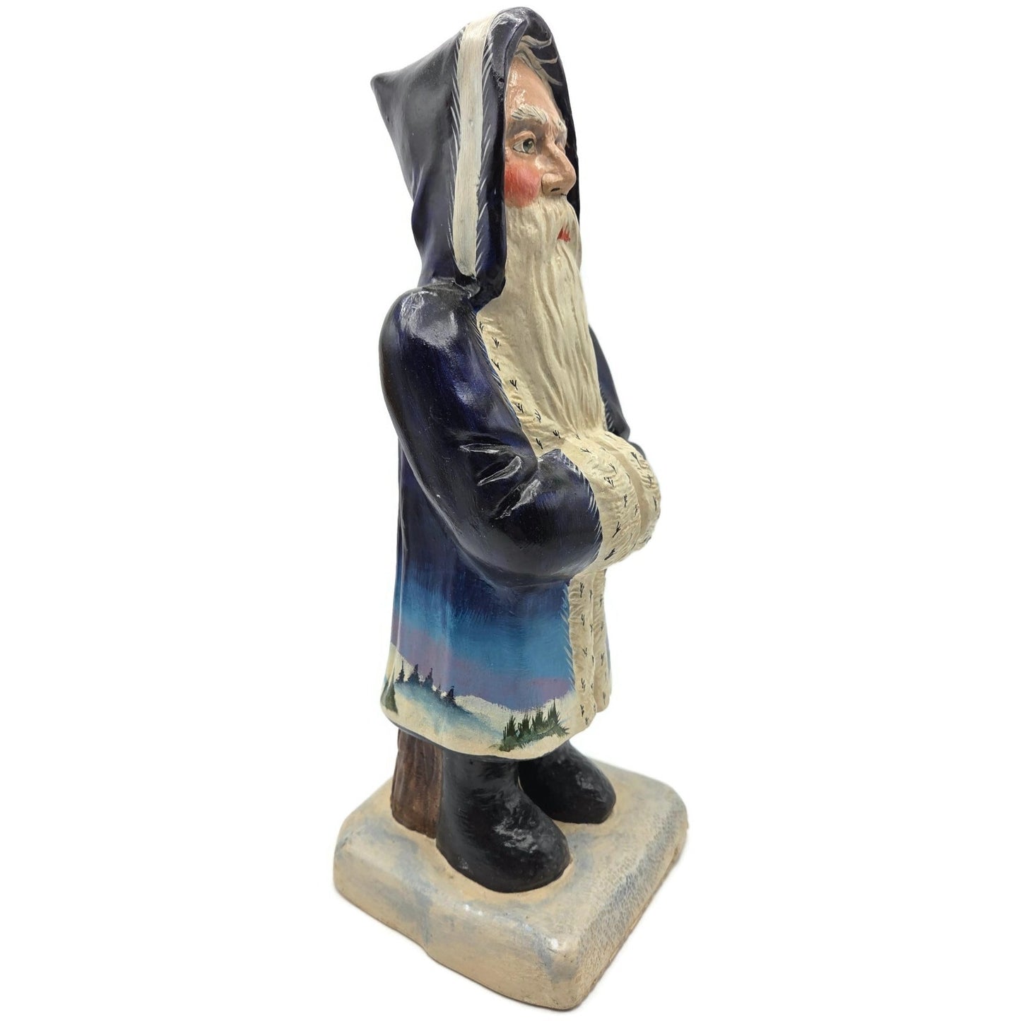 Vaillancourt Blue Father Christmas Banquet Ice Cream Mould Chalkware Figurine