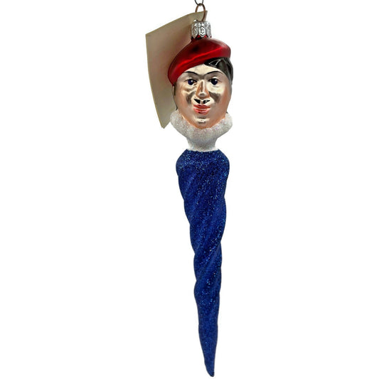Patricia Breen French Twist Blue Glittered Icicle Red Hat Christmas Ornament