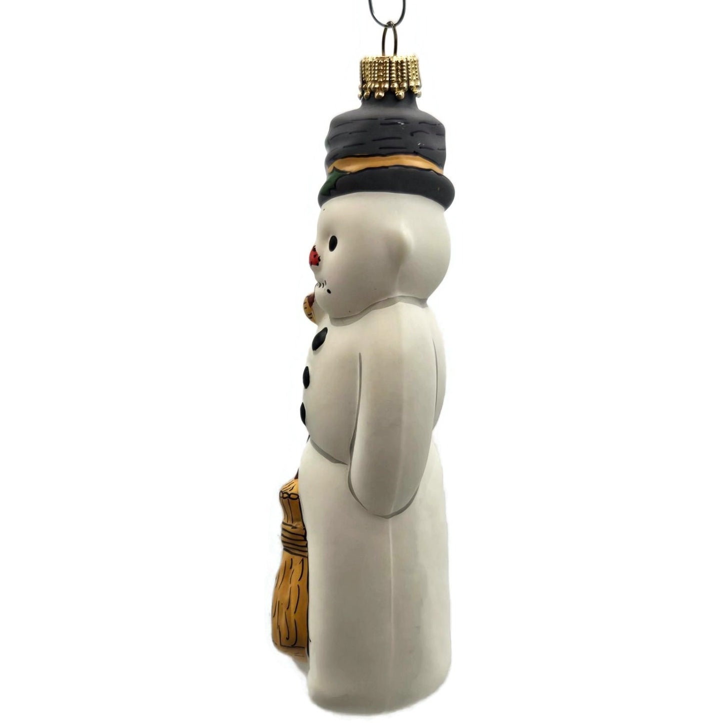 Vaillancourt Ornament Snowman with Ears Broom Chalkware Christmas Tree Decor