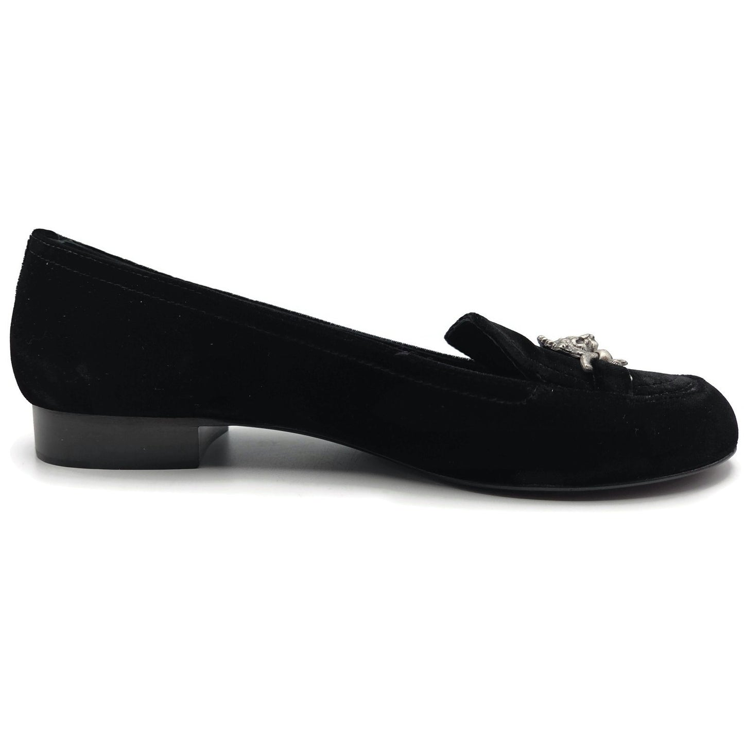 Chanel Velvet Lion Loafers Black Coco EU Size 40 US Size 10 with Box 2 Dust Bags